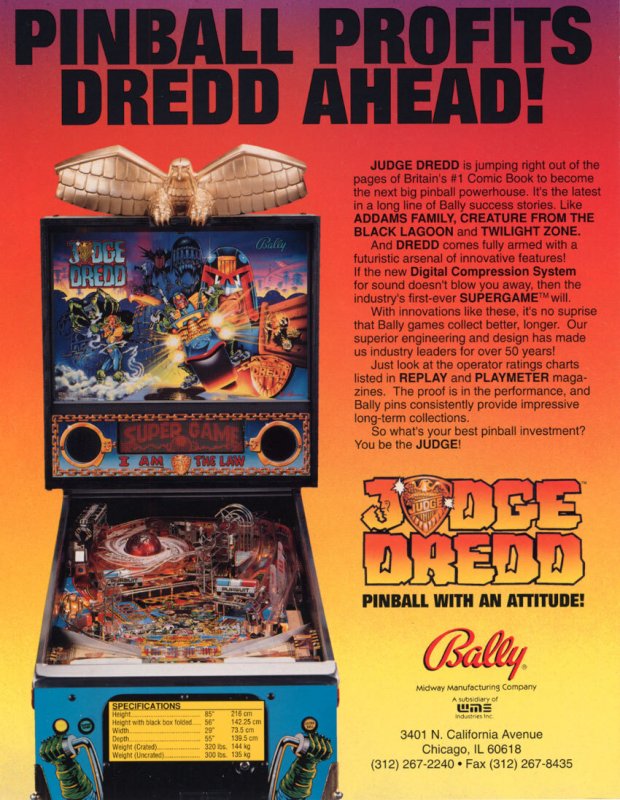 Judge Dredd Pinball FLYER Foldout Edition Original 1993 Super Hero Artwork Promo