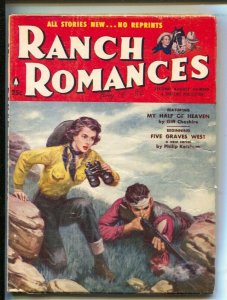 Ranch Romances 8/10/1956--Good Girl Art cover-Western movie info-John Derek f...