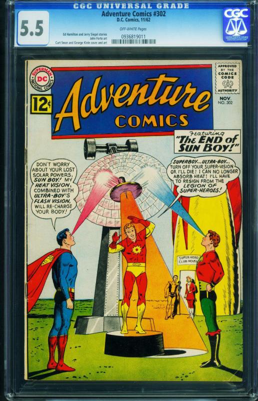 ADVENTURE  #302 CGC 5.5-1962-SUPERBOY-SUN BOY- 0936819011