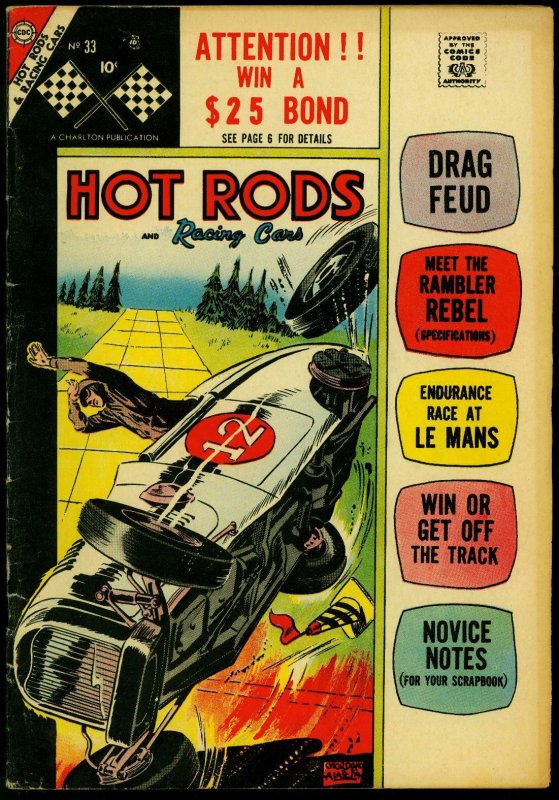 Hot Rods and Racing Cars #33 1957- Rambler Rebel- Le Mans- Charlton VG