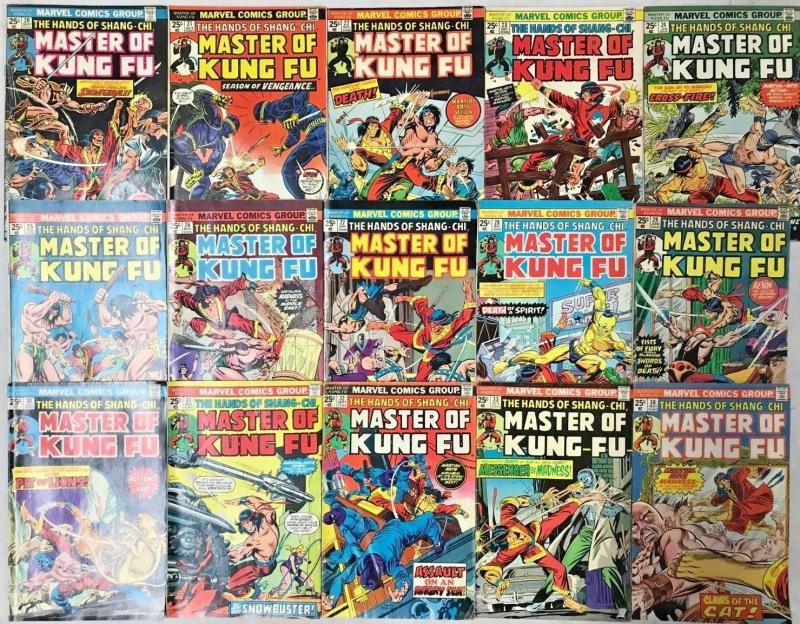 MASTER OF KUNG FU#20-100 VG-VF LOT 1974 (19 BOOKS) MARVEL BRONZE AGE COMICS