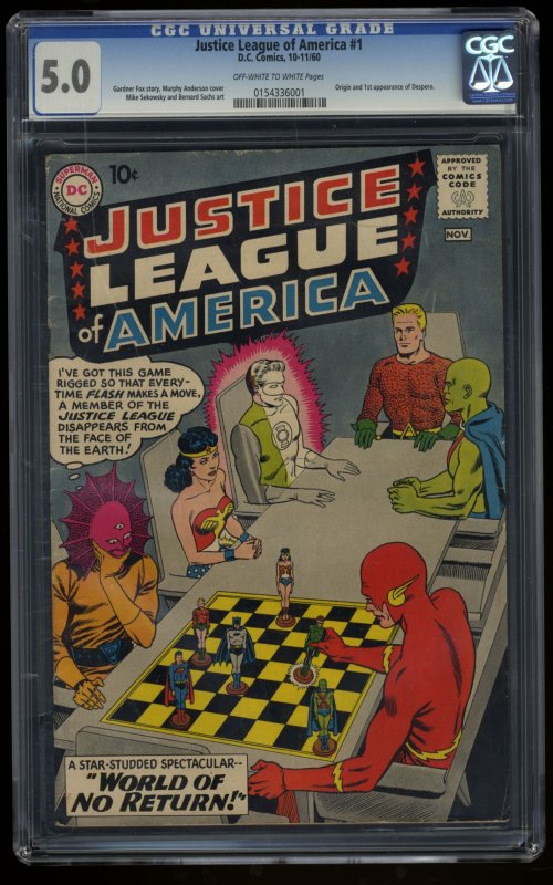 Justice League Of America #1 CGC VG/FN 5.0 Off White to White