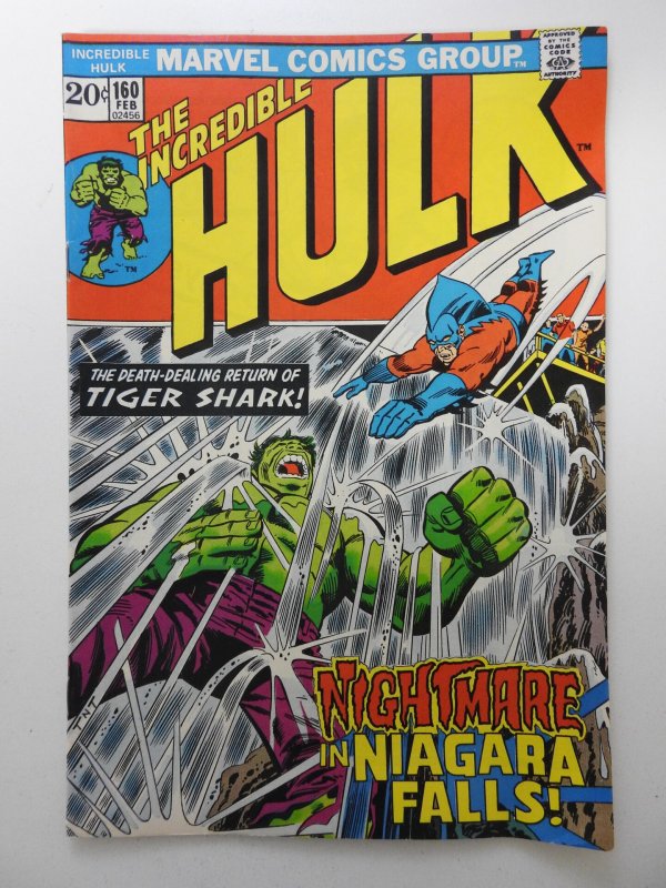 The Incredible Hulk #160 (1973) vs Tiger Shark! Beautiful Fine/VF Condition!