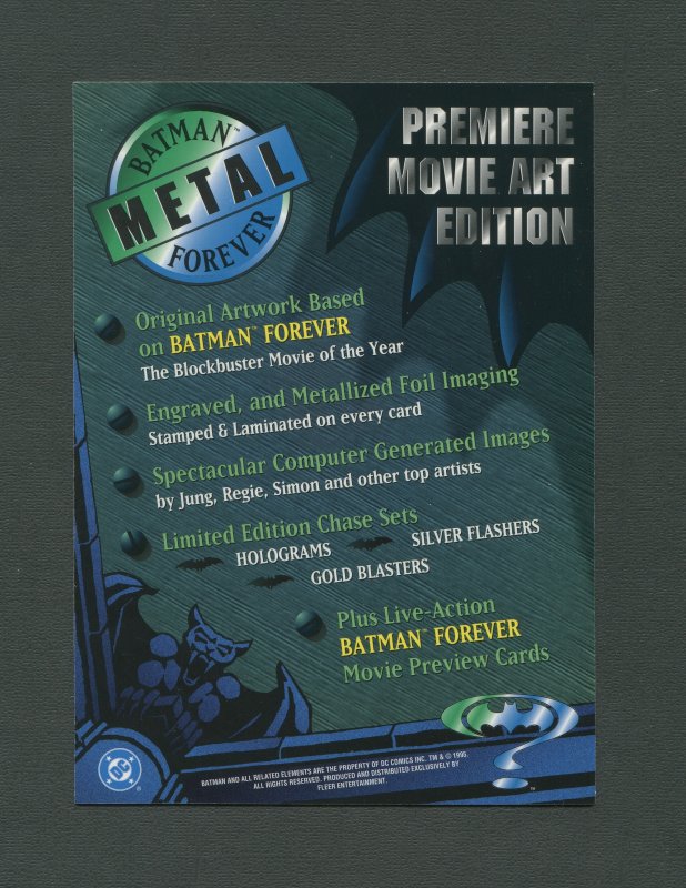 1995 Batman Forever Fleer Metal Promo Card /  MINT