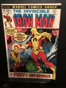 Iron Man #48 (1972) high-grade first firebrand key! High grade VF+.Wow!