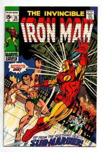 Invincible Iron Man #25 - vs Namor  - 1970 - FN/VF