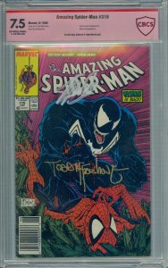 AMAZING SPIDER-MAN #316 CBCS 7.5 VENOM SIGNED STAN LEE TODD MCFARLANE NOT CGC