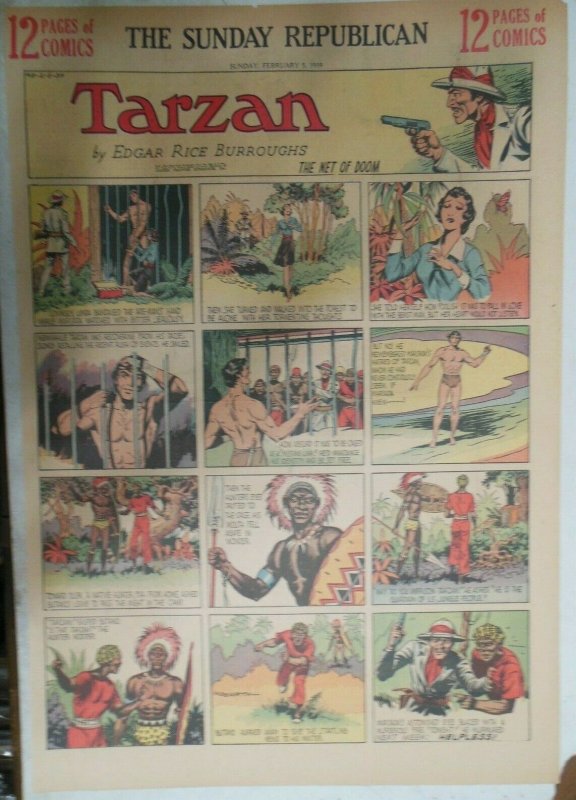 (53) Tarzan Sunday Pages by Burne Hogarth from 1939 Complete Year !  Full Pages