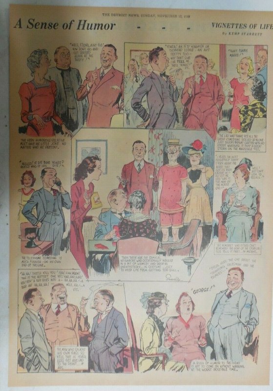 Vignettes Of Life by Kemp Starrett Humor ! 11/12/1939 Size: 15 x 22 inch