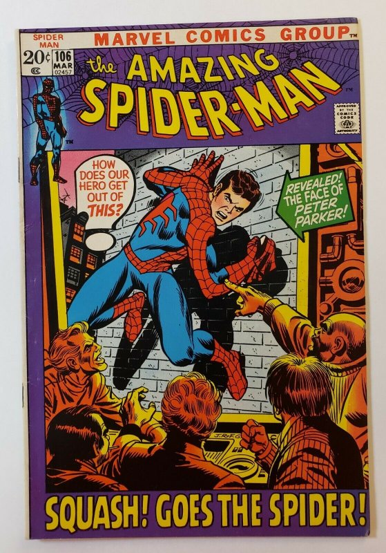 Amazing Spider-Man #106 VF Marvel Bronze Age 1972: Squash Goes The Spider!