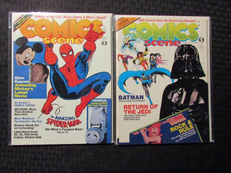 1983 COMICS SCENE Magazine #8 & 10 VF+ 8.5 LOT of 2 Spider-Man Star Wars Batman