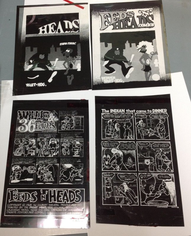 1970 Feds n' Heads 4th print backcover art file copy hand drawn seps. Shelton