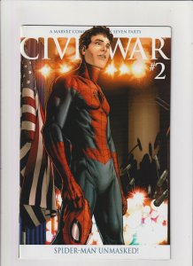 Civil War #2 VF+ 8.5 Spider-man Unmasked Variant Marvel Comics 2006 Avengers