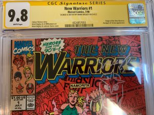 New Warriors (1990) # 1 (CGC 9.8 WP SS) Signed & Sketch Mark Bagley