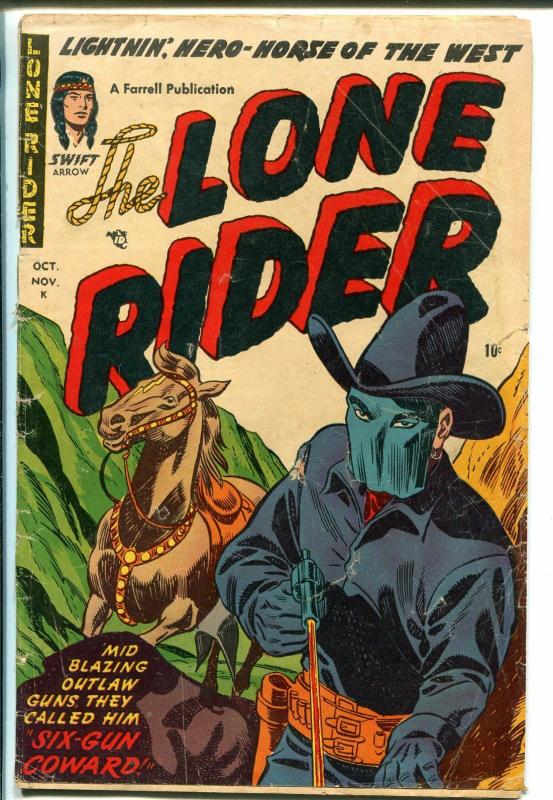 Lone Rider #10 1952-Ajax-masked-western-secret identity hero-GOOD