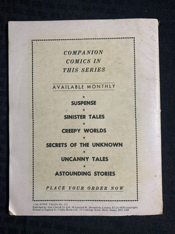 Vintage UNCANNY TALES Class Comics #113 VG 4.0 Dynamo vs Menthor