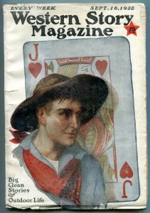 Western Story Magazine Pulp September 16 1922- Playing card cover VG