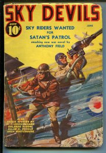 SKY DEVILS 06/1939-RED CIRCLE-TIMELY-PULP-SCOTT-SCHOMBURG-WWI-AIR WAR-vg+