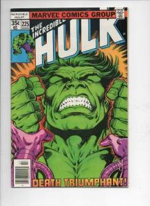 HULK #225, FN, Incredible, Bruce Banner, Samson, 1968 1978, Marvel 