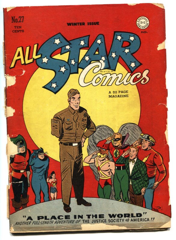 All Star Comics #27-1945 amputee cover Justice Society- Green Lantern