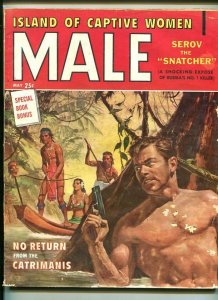 Male Magazine May 1957- Kunstler- Shrunken Head cover- Cheesecake FR