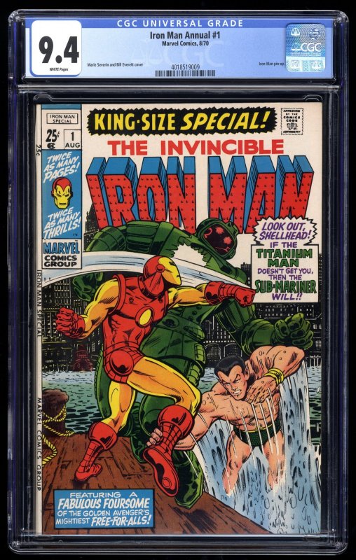 Iron Man Annual (1970) #1 CGC NM 9.4 White Pages Sub-Mariner Appearance!