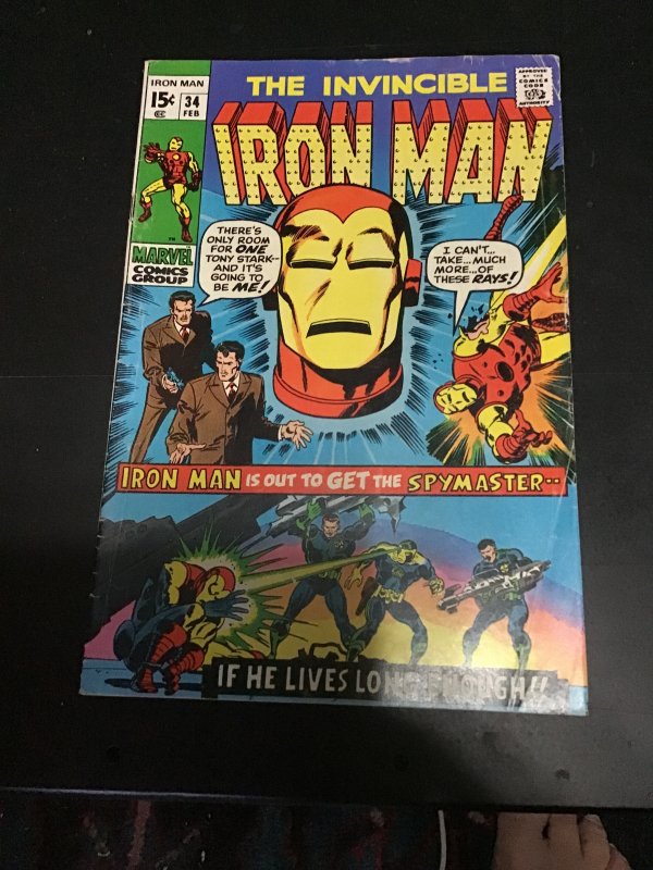 Iron Man #34 (1971) 1st Spy Master! Nick Fury SHIELD! Affordable grade! VG+ Wow!