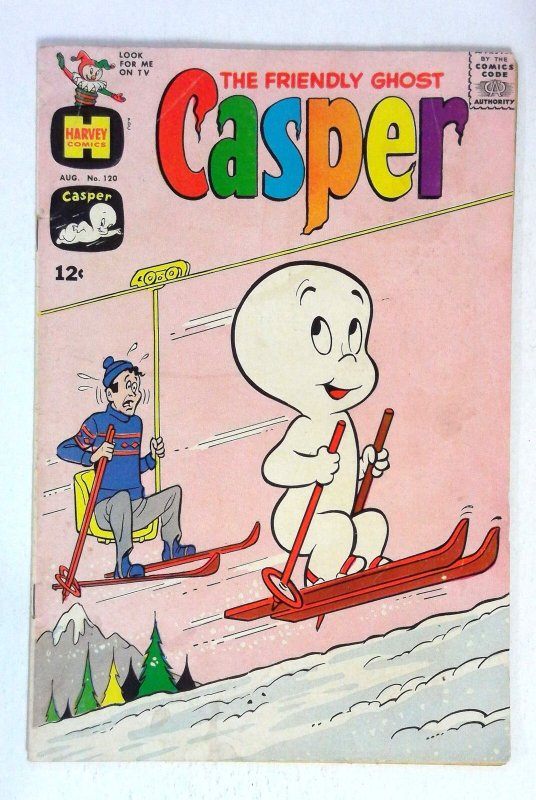 Friendly Ghost Casper #120 skiing adventure Harvey Comics (1968) G/VG