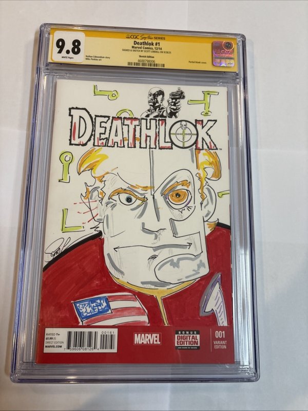 Deathlok (2014) # 1 (CGC 9.8 SS) Sketch Scott Lobdell • Trump Cover
