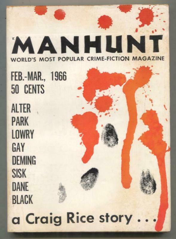 Manhunt Pulp February 1966- Craig Rice- hardboiled VG