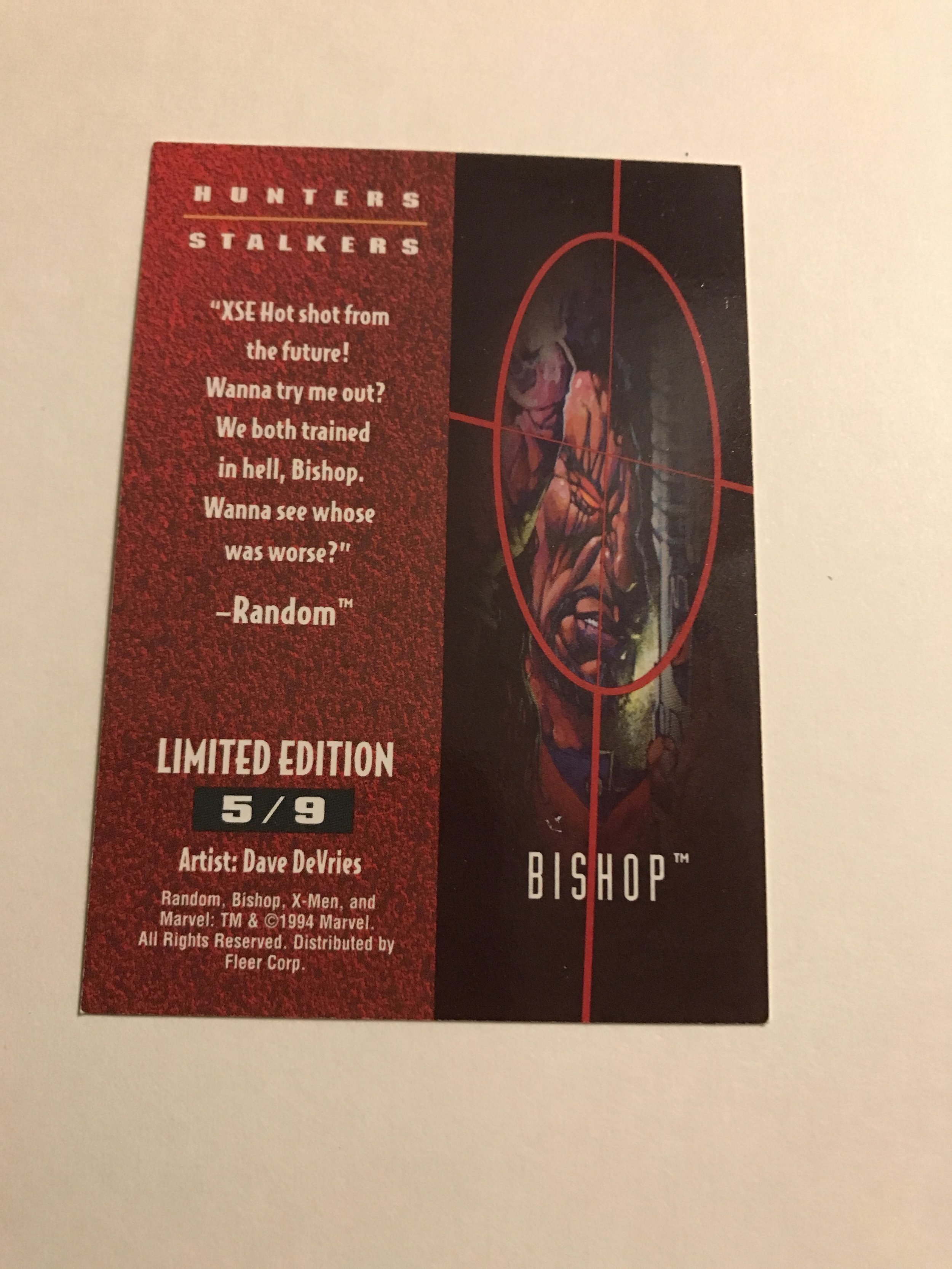 C649 Bishop #5/9 Fleer Ultra Hunters And Stalkers 1995 Marvel Card 