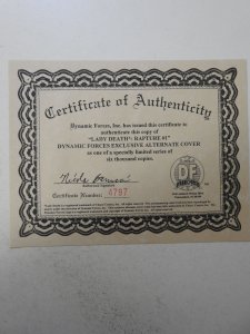 Lady Death: The Rapture #1 Dynamic Forces Cover (1999) NM- Condition! W/ COA!