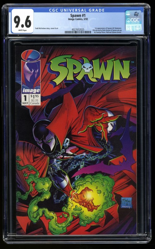 Spawn #1 CGC NM+ 9.6 White Pages McFarlane 1st Appearance Al Simmons!