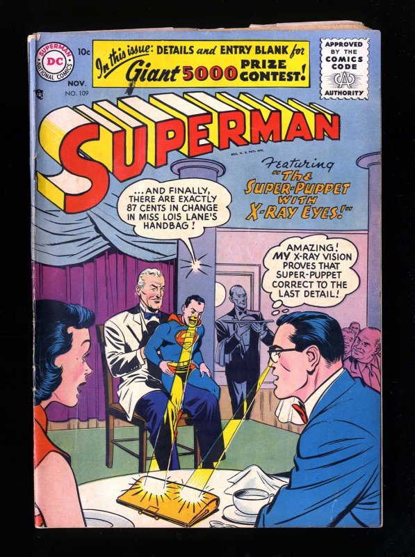 Superman #109 VG 4.0 DC Comics