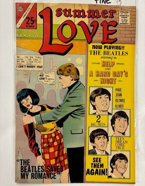 Summer Love 47 FINE Charlton Comics Oct. 1966 Beatles on cover & related story