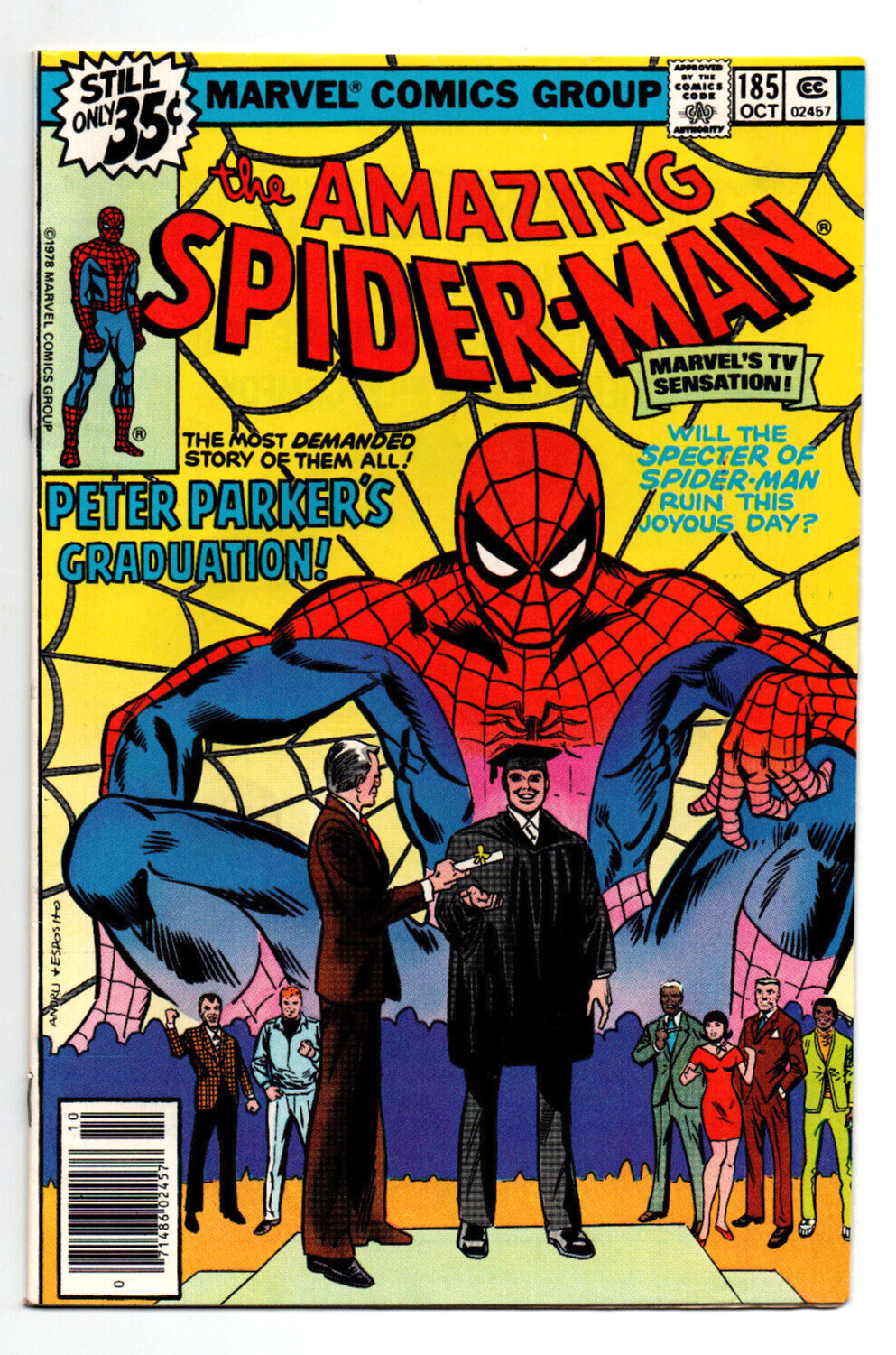 Amazing Spider-Man #185 newsstand - Peter Parker Graduation - 1976 ...