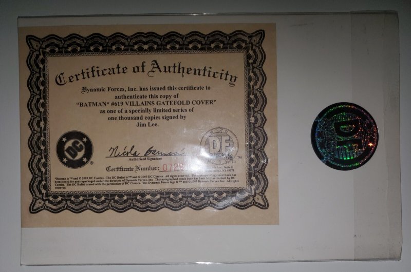 Batman #619 Signed Jim Lee Dynamic Forces DC Comics 11/03 (NM 9.4/Sealed W/COA)