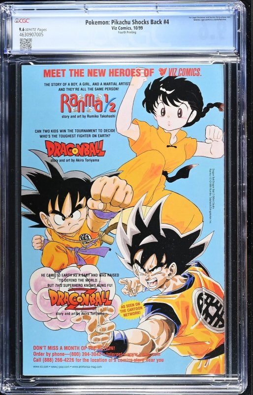 Pokemon: Pikachu Shocks Back #4 (10/99) Graded CGC 9.6 Fourth Printing