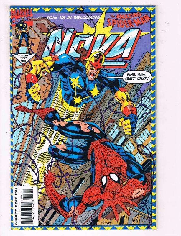 Nova #3 FN Marvel Comic Book Guardians Of The Galaxy Spider-Man March 1994 DE35