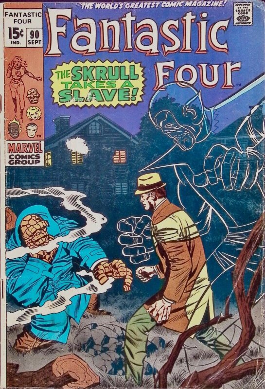 FANTASTIC FOUR Comic Issue 90 — 32 Pages 15 Cent Cover — 1969 Marvel Universe G+