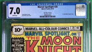 Marvel Spotlight #28 (1976) CGC 7.0 1st Solo Moon Knight Story UK Price Variant