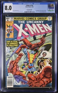 X-Men #129 CGC 8.0 NEWSSTAND WHITE 1st Kitty Pryde & White Queen Emma Frost 1980