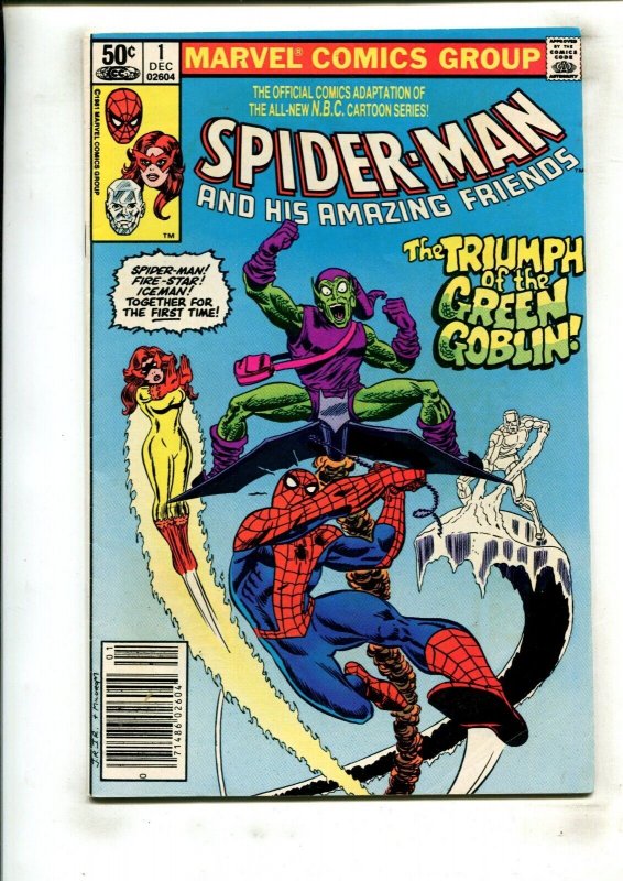 SPIDER-MAN AND HIS AMAZING FRIENDS #1 (8.0/8.5) GREEN GOBLIN, NEWSSTAND!! 1981