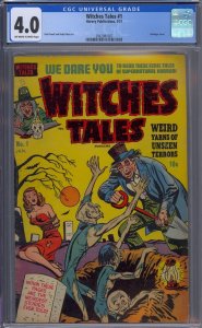 WITCHES TALES #1 CGC 4.0 BONDAGE COVER PRE-CODE HORROR