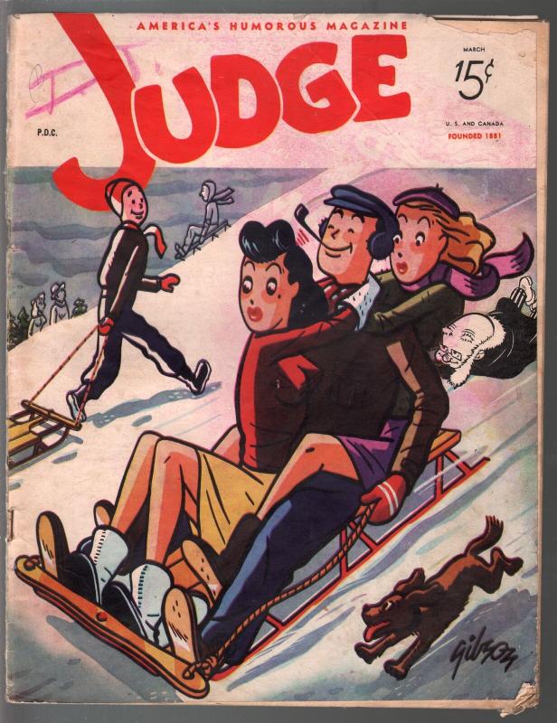 Judge 3/1945-jokes & cartoons- WWII era issue-E S Campbell-James Gibson-FR