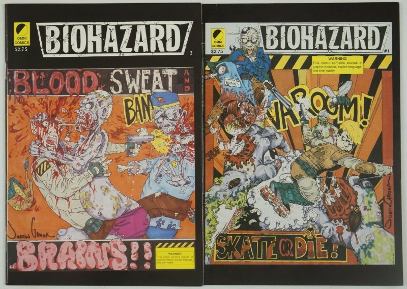 Biohazard #1-2 FN complete series - omni comics - zombie horror set lot 1990