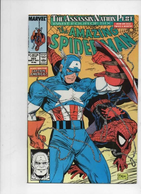 Amazing SPIDER-MAN #323, VF, Captain America, Todd McFarlane 1963 1989 Marvel