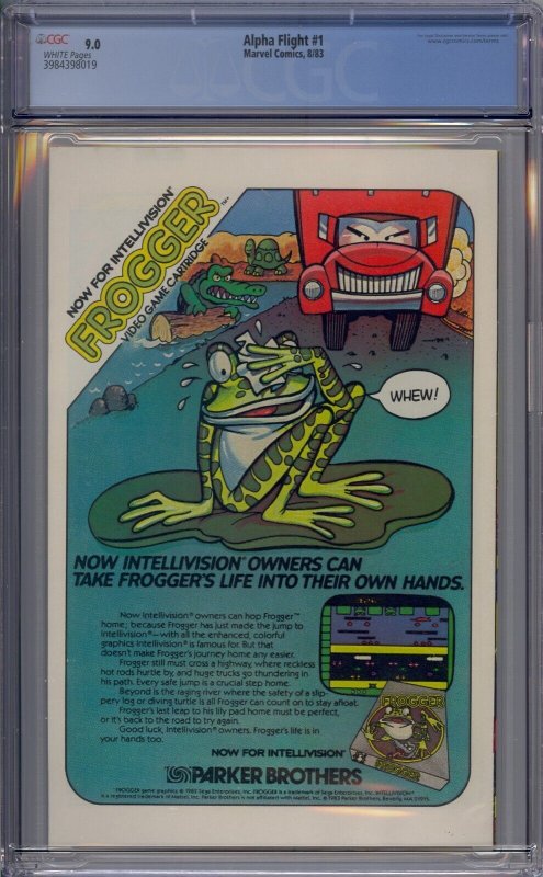 ALPHA FLIGHT #1 CGC 9.0 1ST PUCK & MARRINA WHITE PAGES 