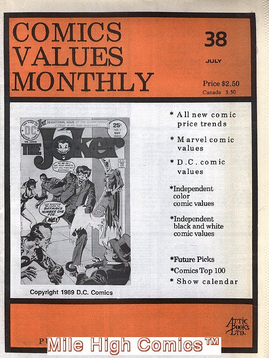 COMICS VALUES MONTHLY (MAG) (1986 Series) #38 Near Mint