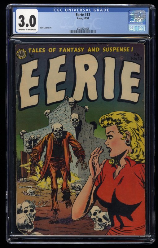 Eerie #13 CGC GD/VG 3.0 Off White to White 1953 Pre Code Horror! Skulls Cover!